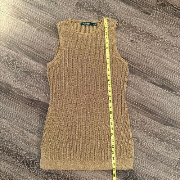 Lauren Ralph Lauren Gold Metallic Sleeveless Knit Tunic - Picture 4 of 6